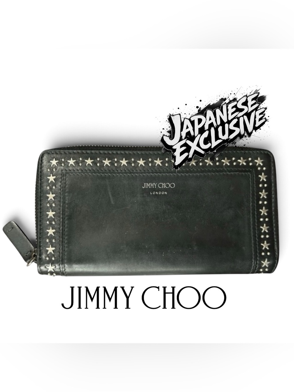 Jimmy Choo FILIPA Starry Night Japan Exclusive Black Leather Star Studded Wallet